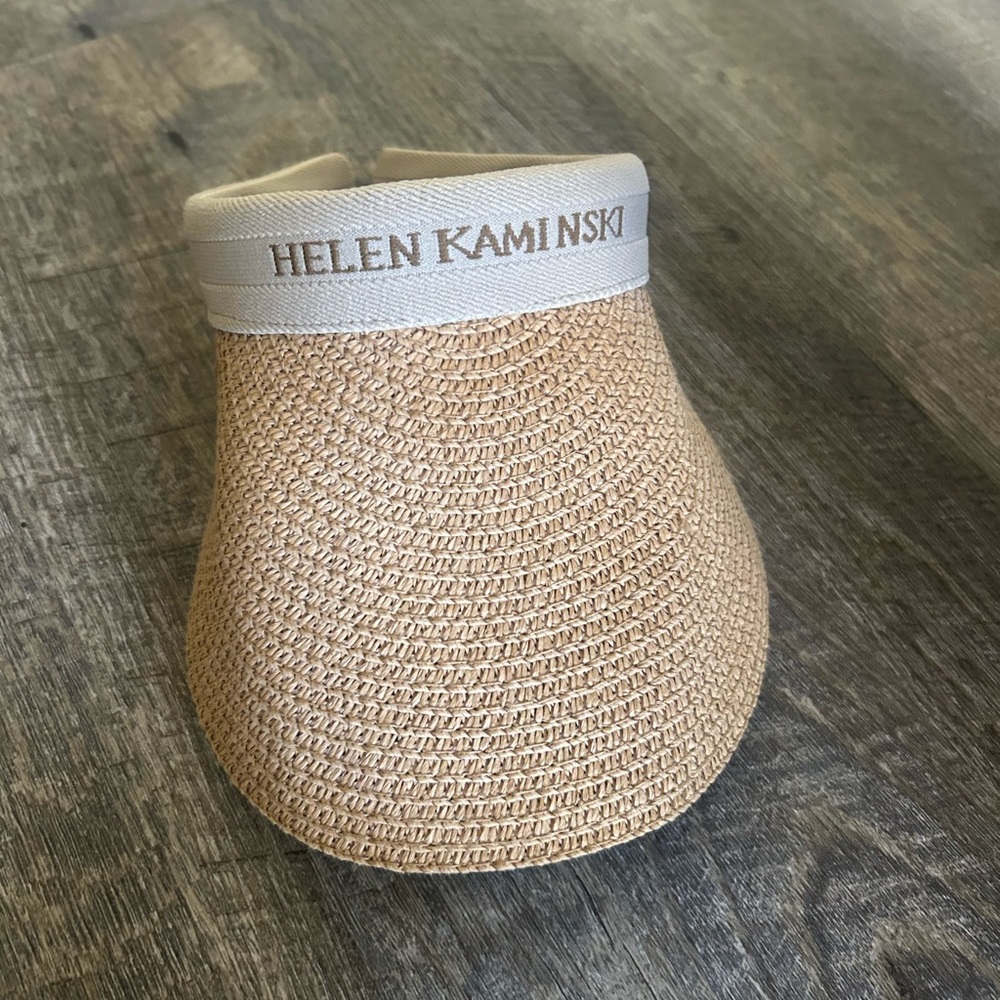 Beautiful Straw Visor in Natural Tan with Cream Band
